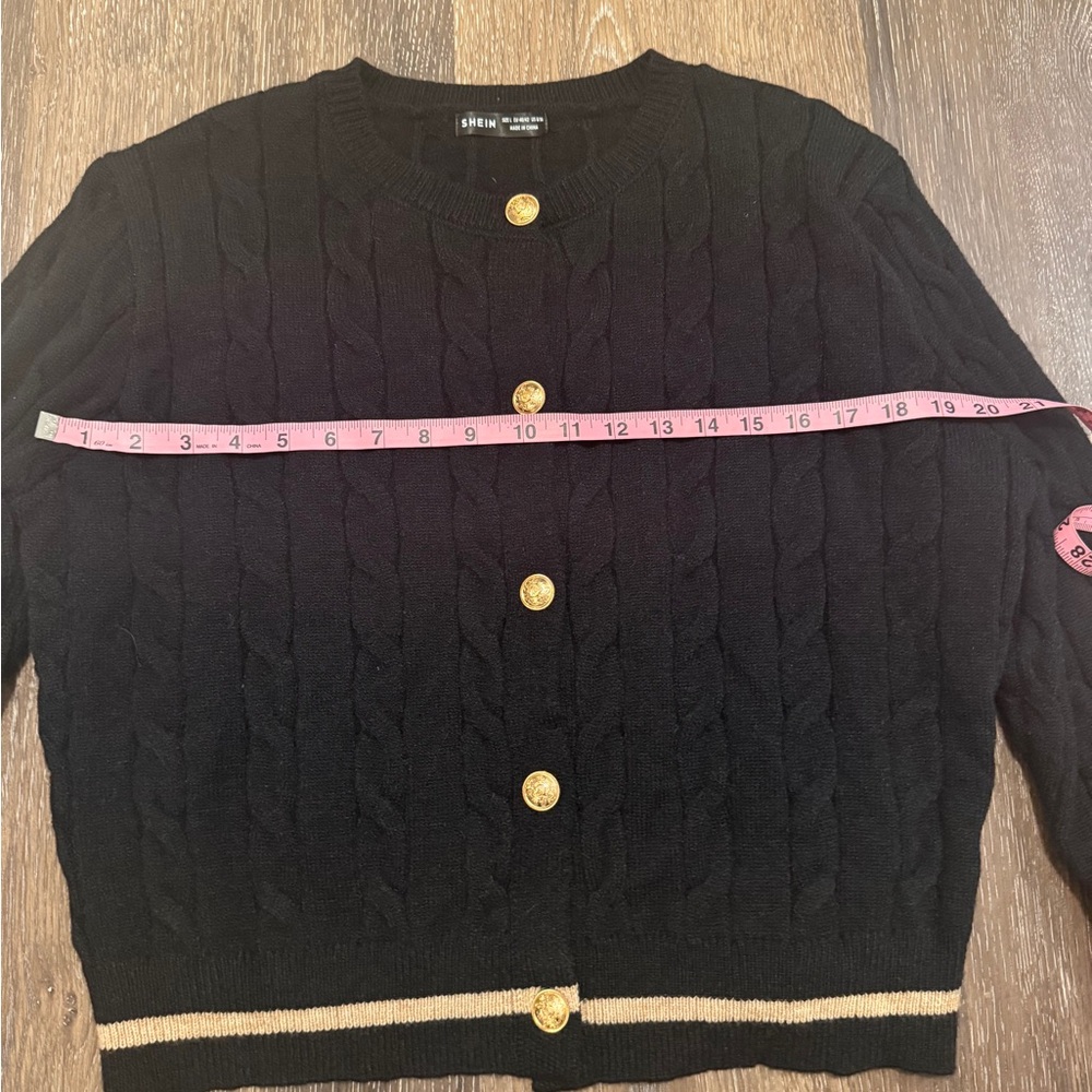 SHEIN Black Cardigan with Gold Buttons - Picture 7 of 8